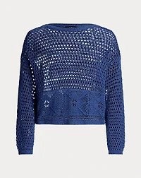 Pointelle-Knit Linen-Blend Sweater
