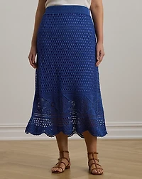 Pointelle-Knit Linen-Blend Sweater Skirt