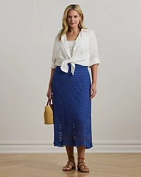 Pointelle-Knit Linen-Blend Sweater Skirt