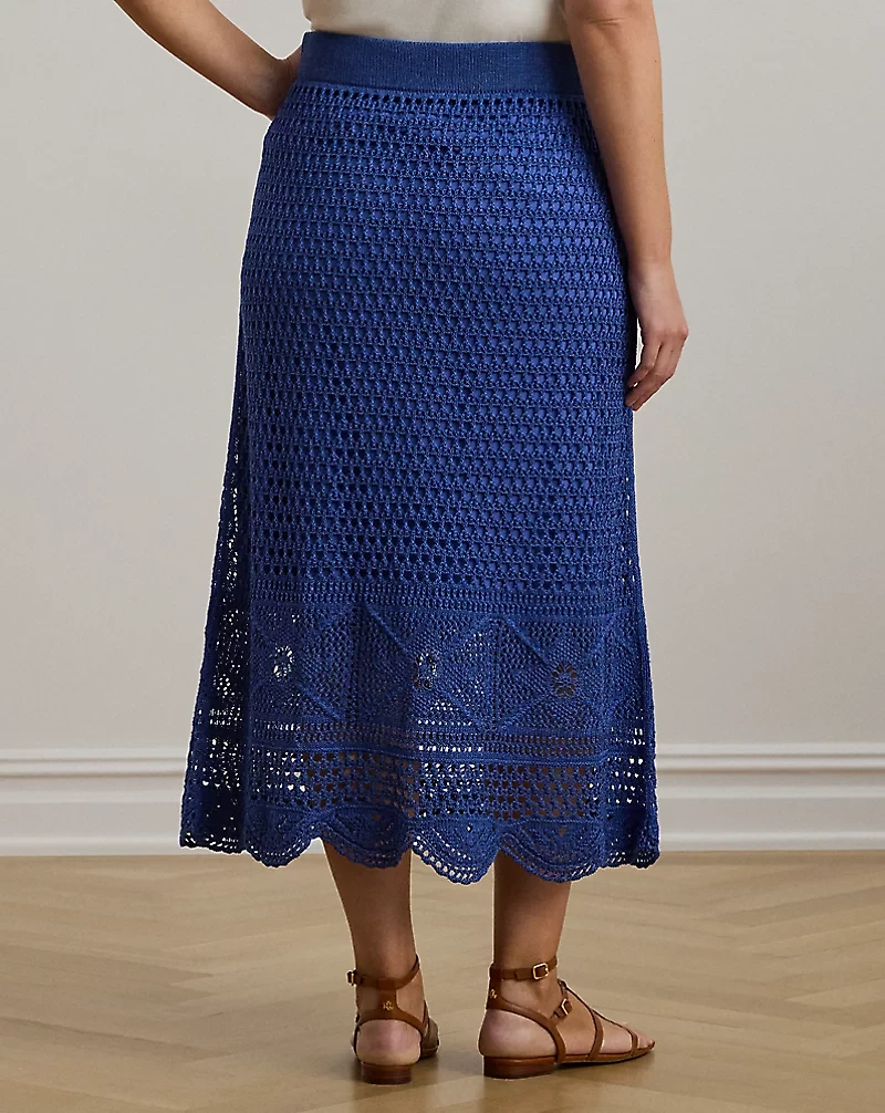 Pointelle-Knit Linen-Blend Sweater Skirt