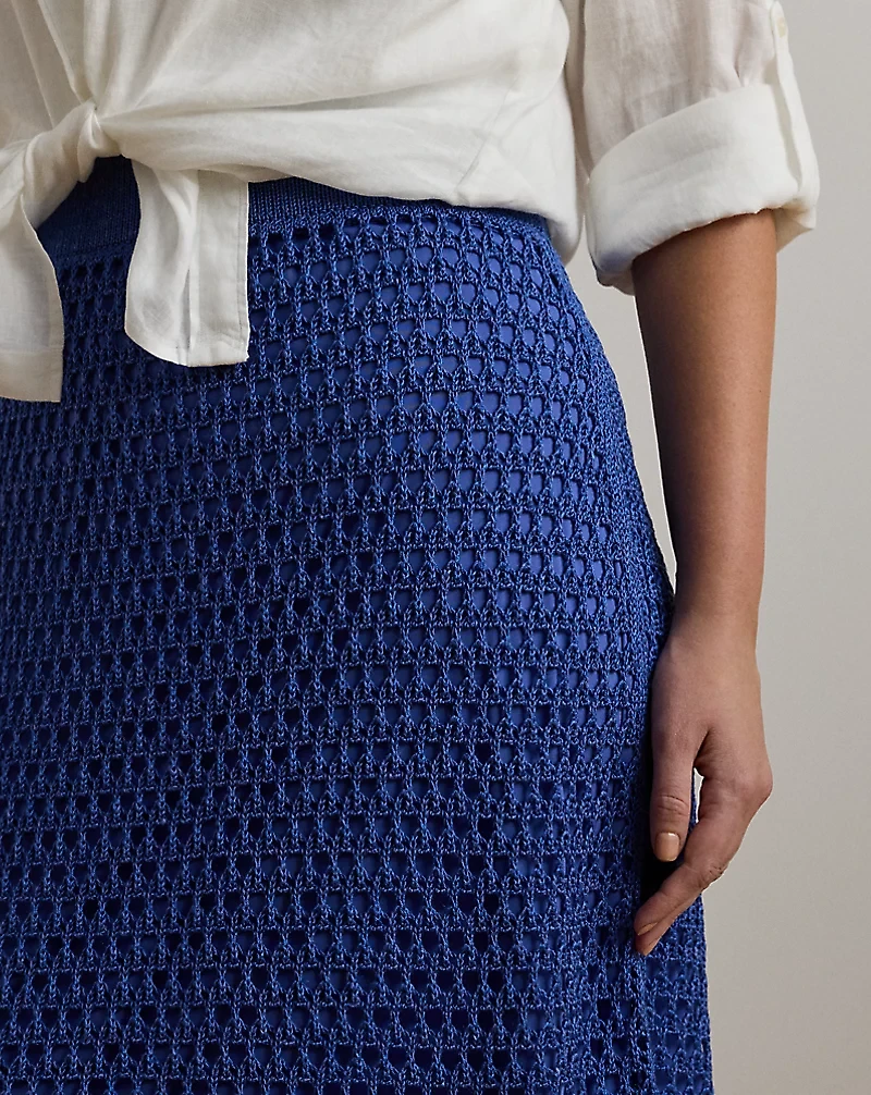 Pointelle-Knit Linen-Blend Sweater Skirt