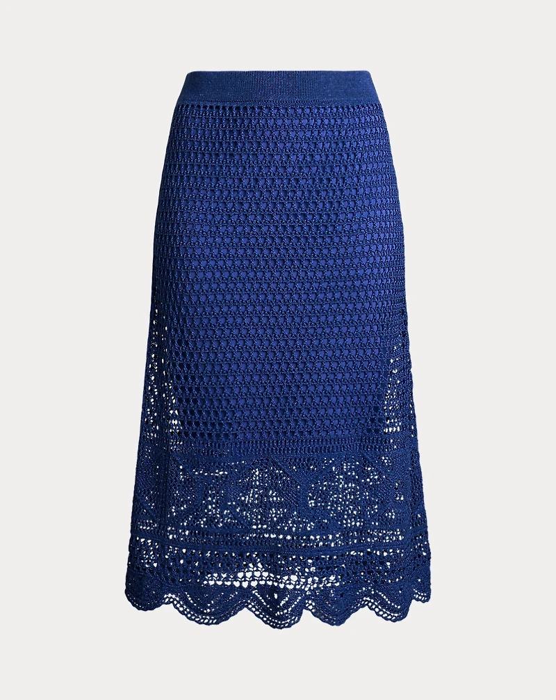 Pointelle-Knit Linen-Blend Sweater Skirt