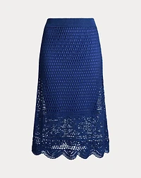 Pointelle-Knit Linen-Blend Sweater Skirt