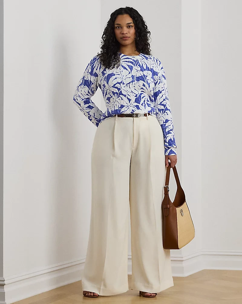 Print Cable-Knit Cotton Sweater