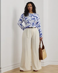 Print Cable-Knit Cotton Sweater