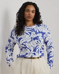 Print Cable-Knit Cotton Sweater