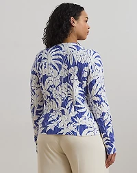 Print Cable-Knit Cotton Sweater