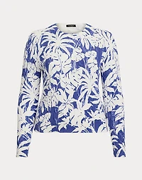 Print Cable-Knit Cotton Sweater
