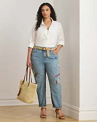 Print Boyfriend Tapered Ankle Jean