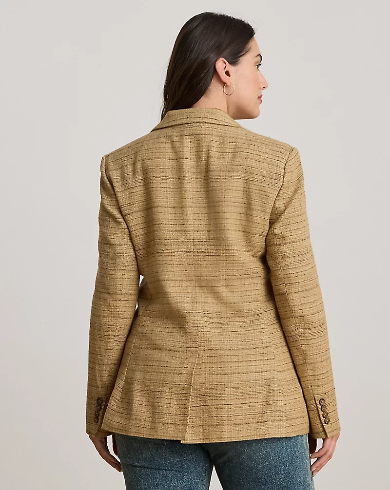 Herringbone Linen-Blend Tweed Blazer