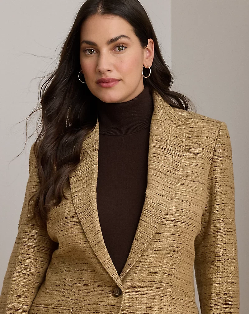 Herringbone Linen-Blend Tweed Blazer