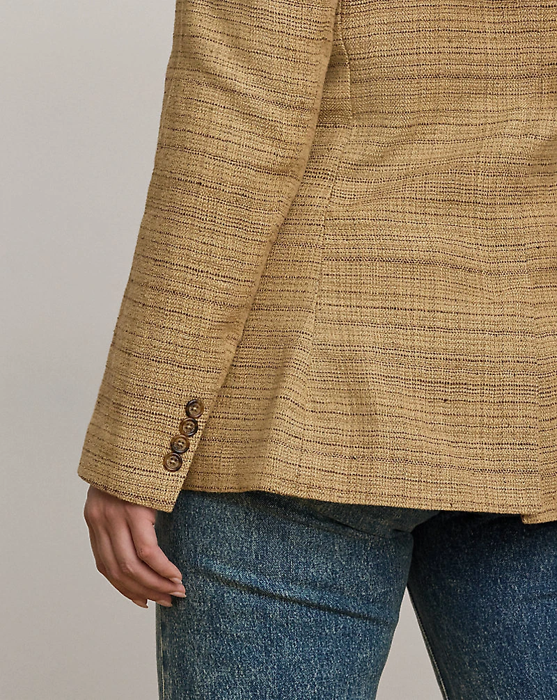 Herringbone Linen-Blend Tweed Blazer