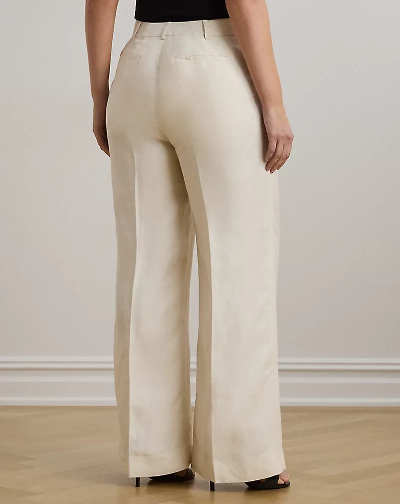 Linen-Blend Twill Wide-Leg Pant