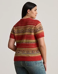 Geo-Striped Short-Sleeve Sweater