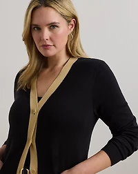 Two-Tone Cotton-Blend Cardigan