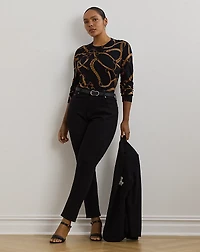 Belting-Print Cotton-Blend Sweater