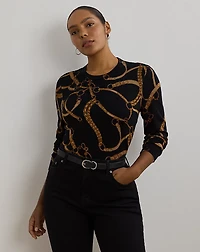 Belting-Print Cotton-Blend Sweater