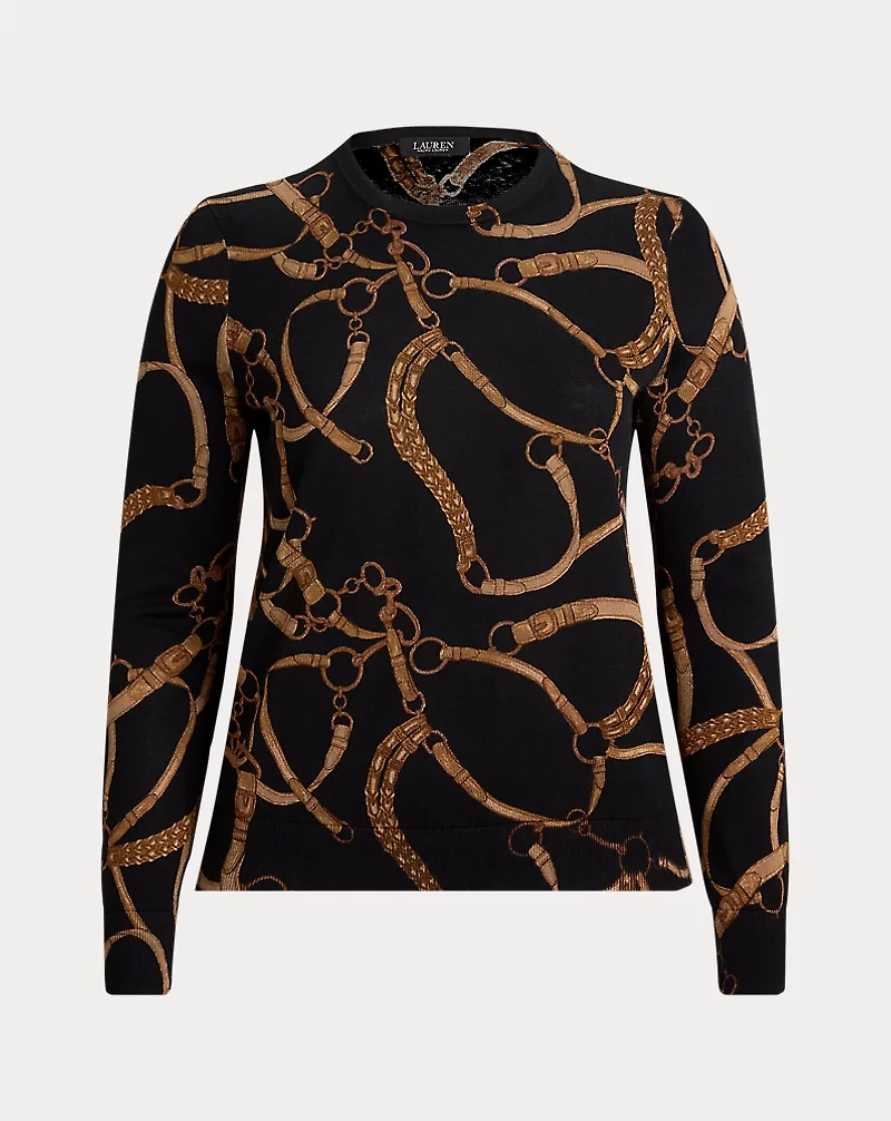 Belting-Print Cotton-Blend Sweater
