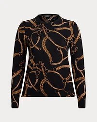 Belting-Print Cotton-Blend Sweater