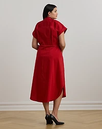 Tie-Front Cotton-Blend Shirtdress