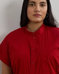 Tie-Front Cotton-Blend Shirtdress