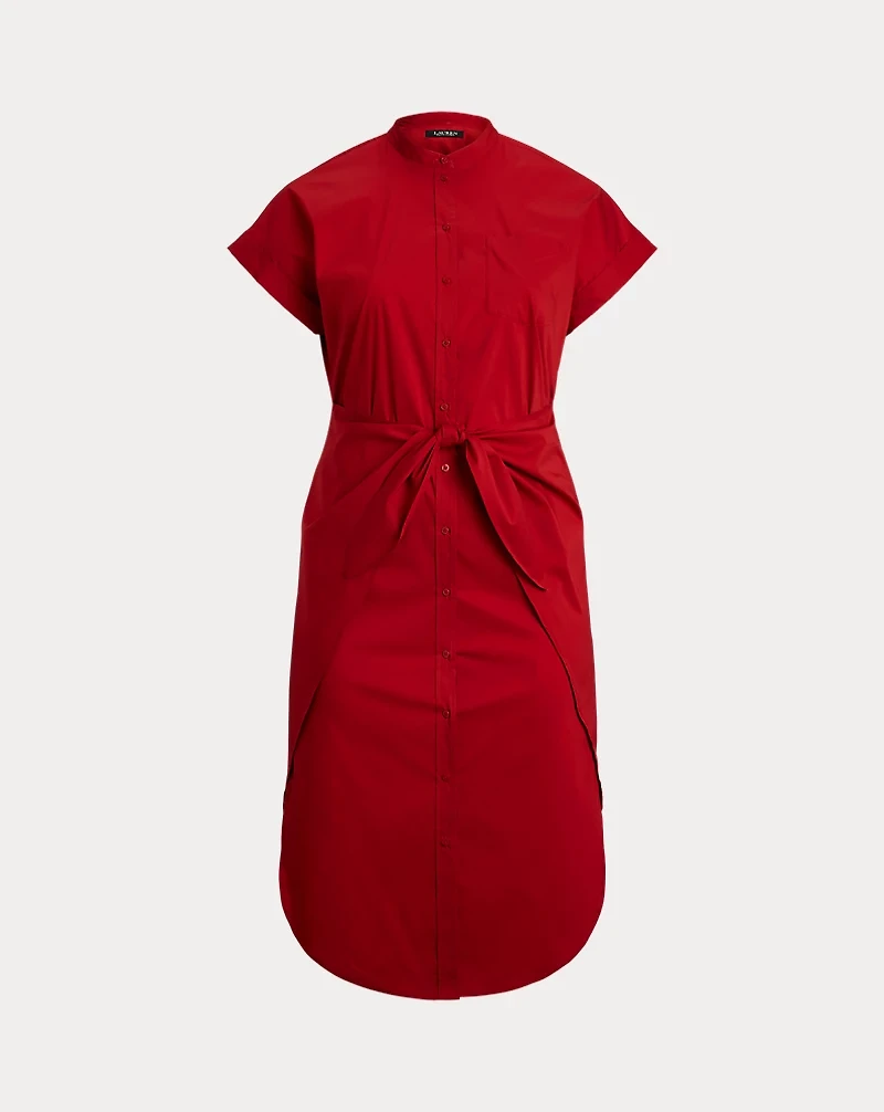 Tie-Front Cotton-Blend Shirtdress