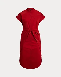 Tie-Front Cotton-Blend Shirtdress