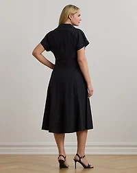 Buckle-Trim Cotton-Blend Shirtdress