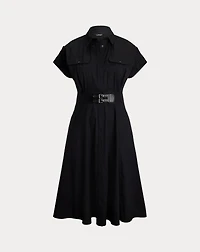 Buckle-Trim Cotton-Blend Shirtdress