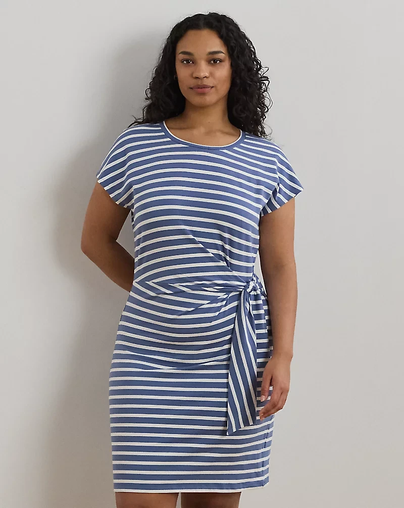 Striped Tie-Front Jersey Dress