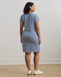 Striped Tie-Front Jersey Dress