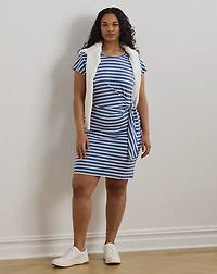 Striped Tie-Front Jersey Dress