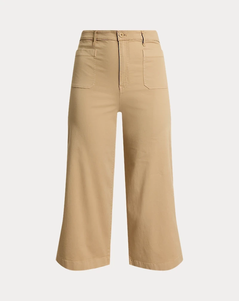 Stretch Chino Wide-Leg Cropped Pant