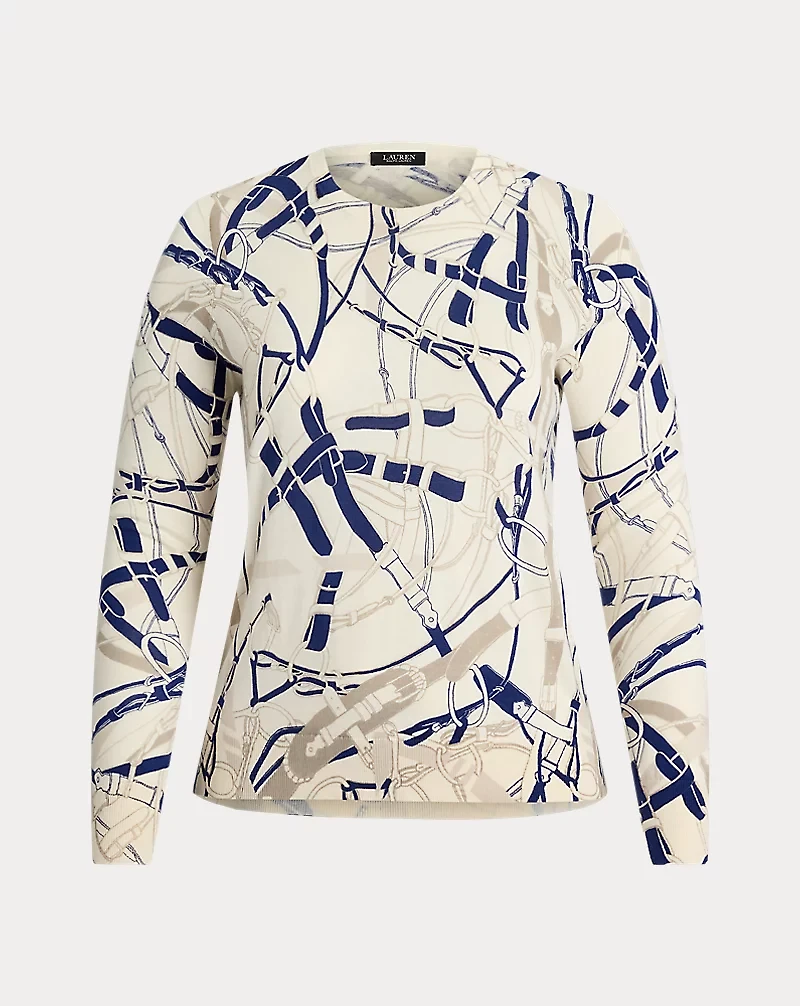 Belting-Print Cotton-Blend Sweater