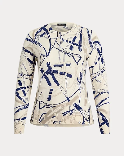Belting-Print Cotton-Blend Sweater