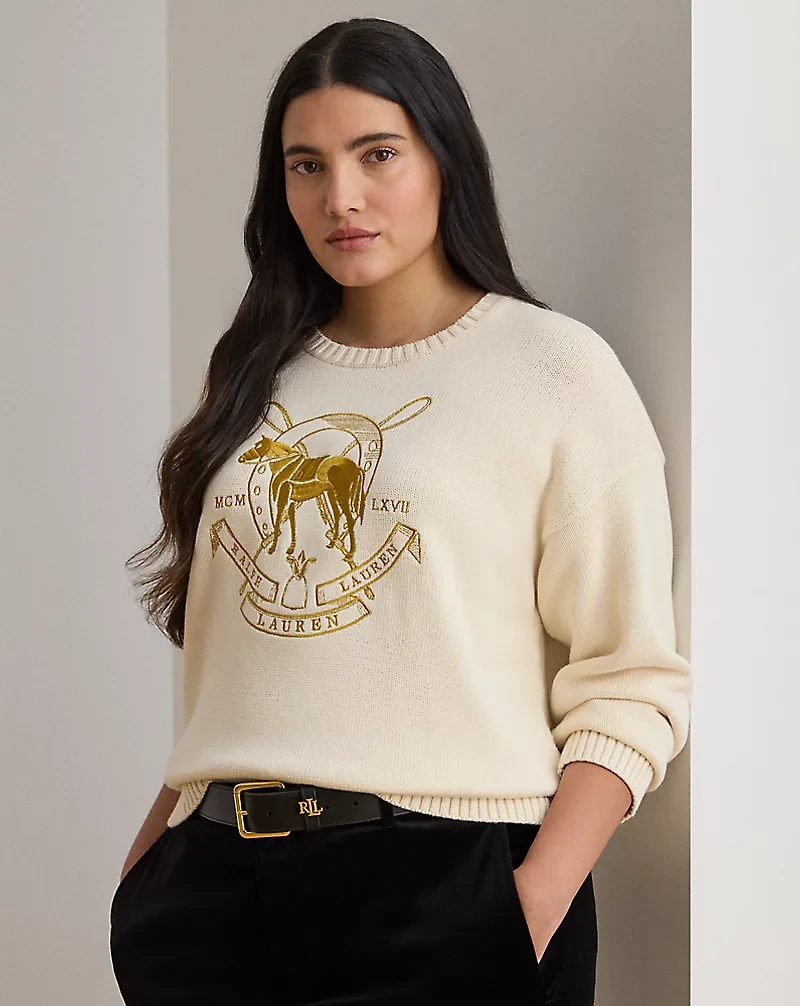 Embroidered Cotton Crewneck Sweater