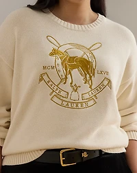 Embroidered Cotton Crewneck Sweater