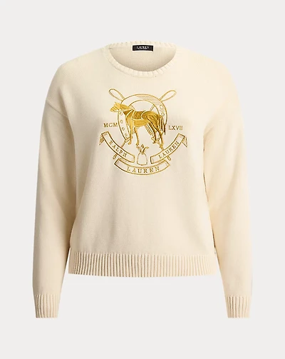Embroidered Cotton Crewneck Sweater