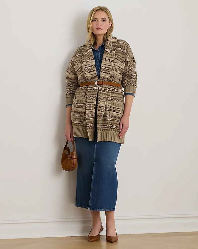 Fair Isle Belted Wool-Blend Cardigan