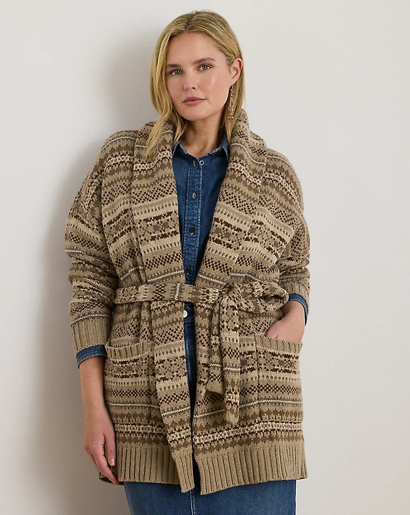 Fair Isle Belted Wool-Blend Cardigan