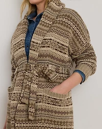 Fair Isle Belted Wool-Blend Cardigan