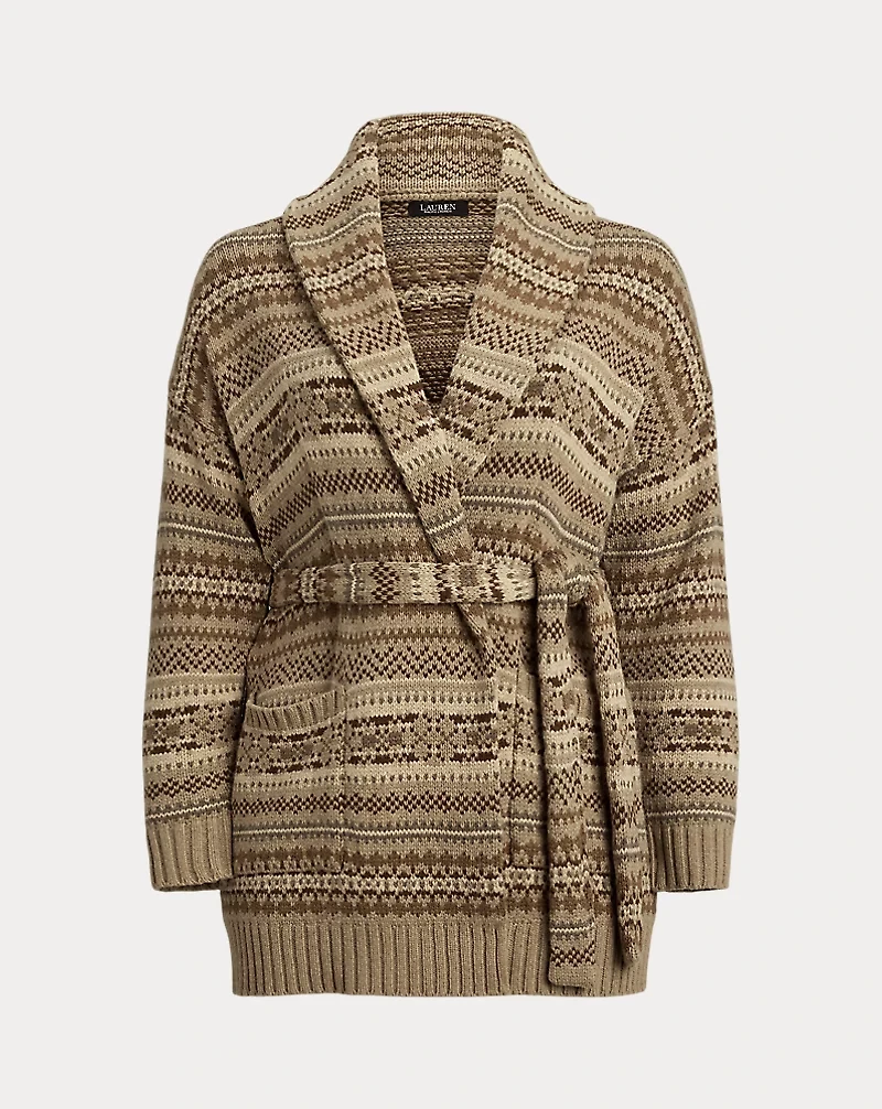 Fair Isle Belted Wool-Blend Cardigan