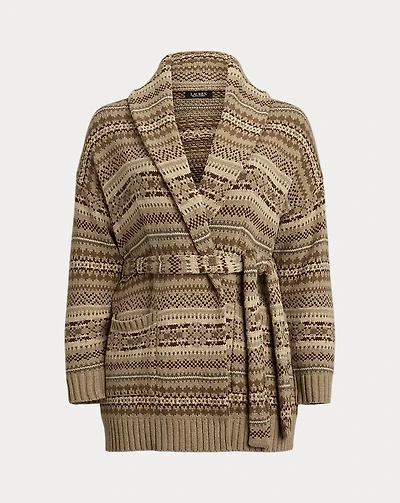 Fair Isle Belted Wool-Blend Cardigan