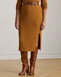 Rib-Knit Pencil Midi Skirt