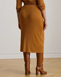 Rib-Knit Pencil Midi Skirt