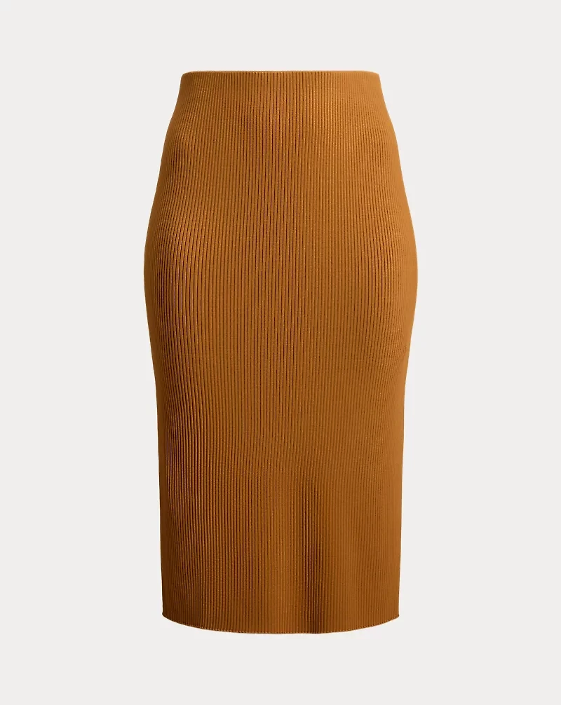 Rib-Knit Pencil Midi Skirt