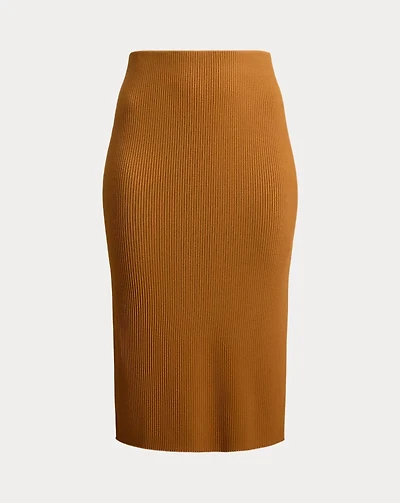 Rib-Knit Pencil Midi Skirt