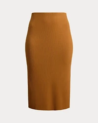 Rib-Knit Pencil Midi Skirt