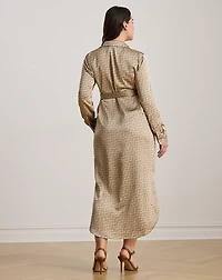 Geo-Print Satin Charmeuse Shirtdress