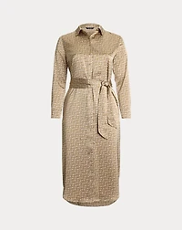 Geo-Print Satin Charmeuse Shirtdress